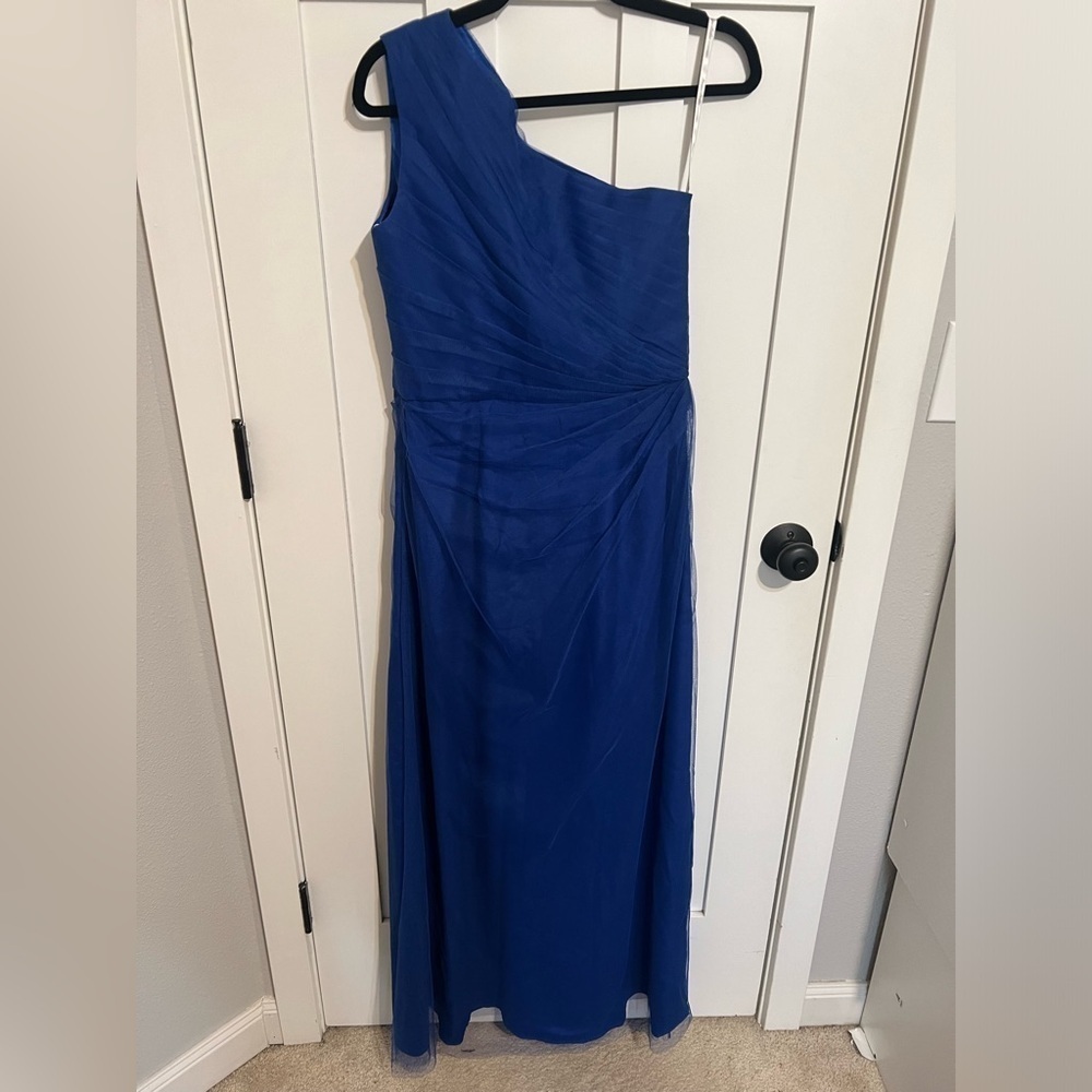 Monique Lhuillier Royal Blue One Shoulder Bridesmaid Dress Size 10 Formal Long